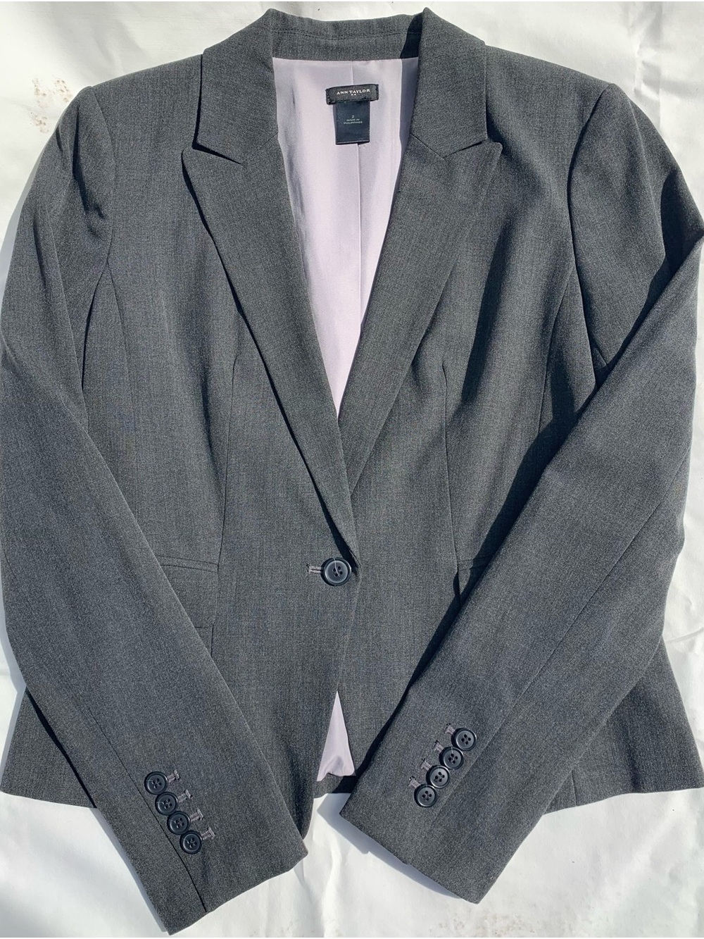 Ann Taylor Gray Single-Button Blazer